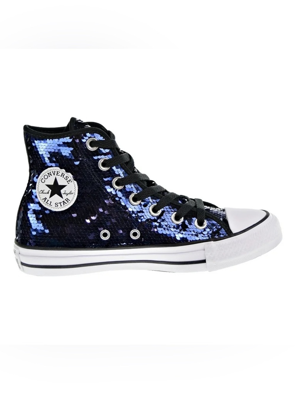 Converse Chuck Taylor All Star High Top Women's Shoes Sequin Blue /Black Dance 8 - Picture 3 of 14